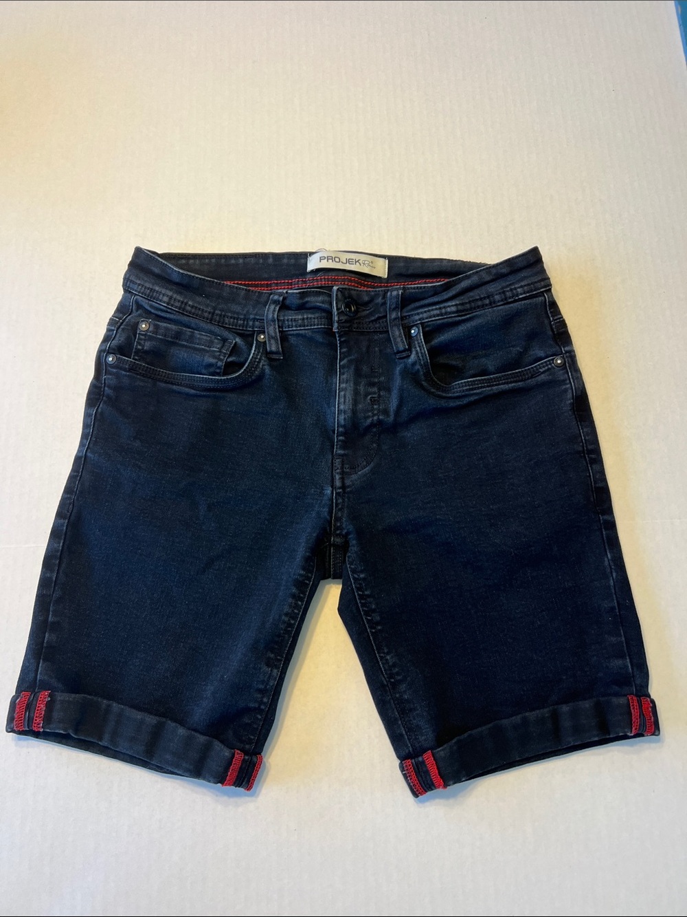 PROJEK Black Men's Denim Shorts with Red Trim Size 30